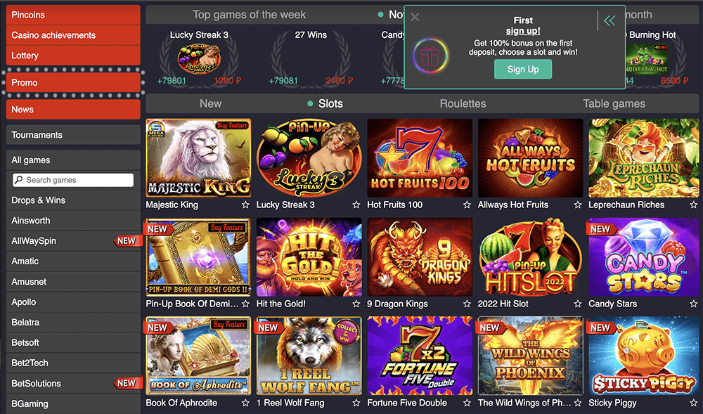 pinup casino slots